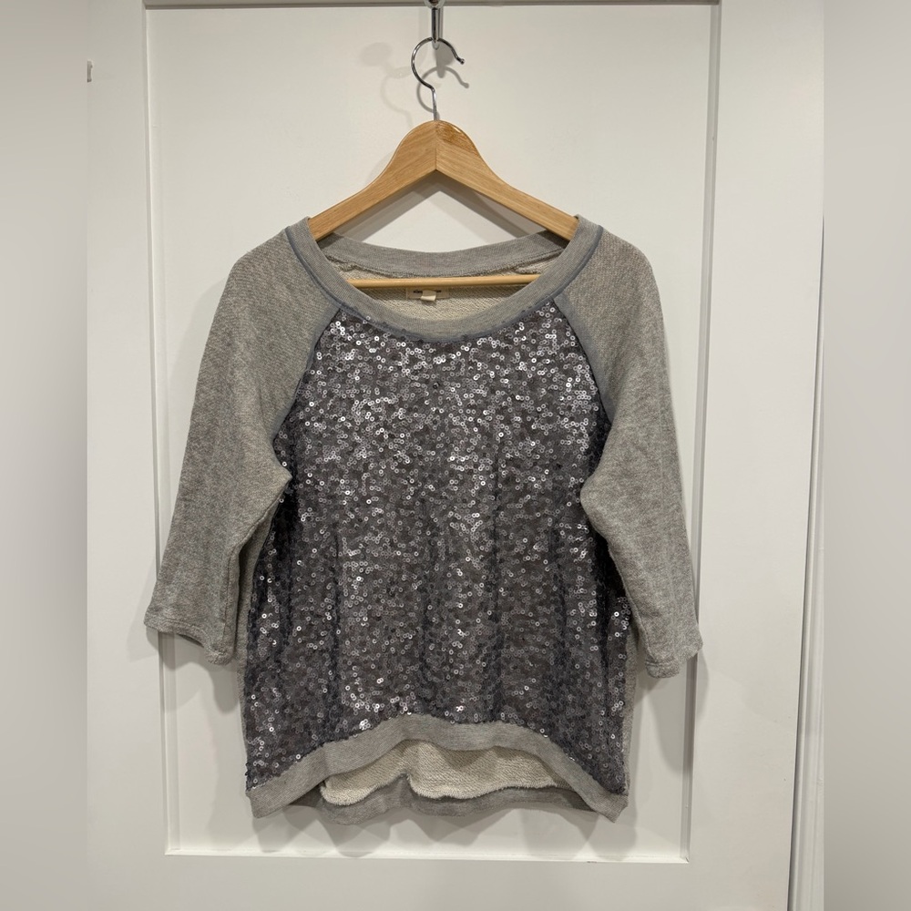 Silence & Noise Gray Sequin Women's Top